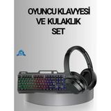 Marsilyan Işıklı Klavye Mouse ve Bluetooth Kulaklık Seti Türkçe Q USB