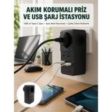 Marsilyan Isıya Dayanıklı Pc Gövdeli Akım Korumalı Priz 4 USB Yeni Nesil - Renkli - standart