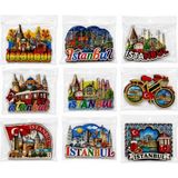 Marsilyan Istanbul Temalı Ahşap Buzdolapı Süsü Magnet - Renkli
