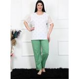Marsilyan Kadın 5XL-6XL-7XL-8XL Büyük Beden Kısa Kol Pijama Takım Beyaz