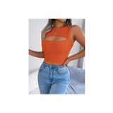 Marsilyan - Kadın Askılı Bisiklet Yaka Güpüs Dekolteli Triko Crop Bluz