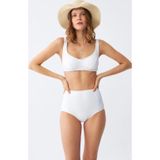 Marsilyan Kadın Basic Beyaz Pedli Yüksek Bel Bikini Takımı