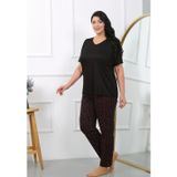 Marsilyan Kadın Büyük Beden Kısa Kol Penye Pijama Takımı Siyah