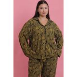 Marsilyan Kadın Büyük Beden Tropikal Yaprak Desenli Düğmeli Pijama Takımı