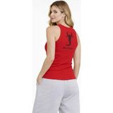 Marsilyan Kadın Fitilli Atlet Sıfır Yaka Slim Fit Arka Baskılı Spor Atlet - Kırmızı - 2XL