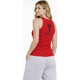 Marsilyan Kadın Fitilli Atlet Sıfır Yaka Slim Fit Arka Baskılı Spor Atlet - Kırmızı