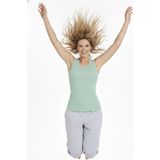 Marsilyan Kadın Fitilli Atlet Sıfır Yaka Slim Fit Arka Baskılı Spor Atlet - Mint Yeşili - 2XL