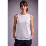 Marsilyan Kadın Flamlı Kumaş Kolsuz Atlet Günlük Fitness Spor T-Shirt - Beyaz - XL
