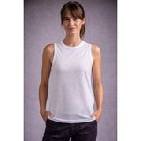 Marsilyan Kadın Flamlı Kumaş Kolsuz Atlet Günlük Fitness Spor T-Shirt - Beyaz