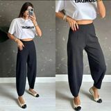 Marsilyan Kadın Krep Kumaş Balon Pantolon - Siyah - 2XL