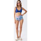 Marsilyan Kadın Pedli Yaprak Desenli Yüksek Bel Sax Bikini Takımı