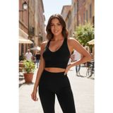 Marsilyan Kadın Siyah Modern Fit Derin Göğüs Dekolteli Şık Crop Top Bluz