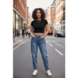Marsilyan Kadın Siyah Modern Fit Yuvarlak Yaka Yarım Kol Crop Top Bluz