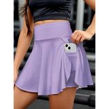 Marsilyan- Kadın Yüksek Bel Cepli Sandy Short Etek - Lila - 2XL - 3XL