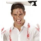 Marsilyan Kafaya Saplanmış Halloween Kanlı Testere Şaka Tacı - 1