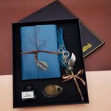Marsilyan Kaligrafi Kalem ve Vintage Tasarım Deri Defter Mavi