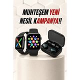 Marsilyan Kaliteli Akıllı Saat Ve Kaliteli Bluetooth Kulaklık Anc Özelliği Uzun Pil Ömrü - Çok Renkli