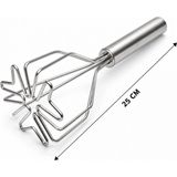 Marsilyan Kalp Şekil Çap: 9cm Krom SAPLI=12CM Metal Patates Ezici Toplam Uzunluk: 26CM (4887) - Renkli