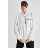 Marsilyan Kapüşonlu Sırt Baskılı Üç Iplik Oversize Sweatshirt - Beyaz