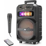 Marsilyan Karaoke Mikrofonlu Bluetooth Hoparlör Fm Radyo 10W 8 Inç Rgb Kumandalı Siyah JBR007 - Renkli - standart