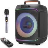 Marsilyan Karaoke Mikrofonlu Bluetooth Hoparlör Fm Radyo 40W 8 Inç Rgb Kumandalı Siyah JBR818 - Renkli
