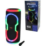 Marsilyan Karaoke Mikrofonlu Wireless Hoparlör - Speaker Işıklı USB Şarjlı Dc 5V - Tf - Aux 2x8 Inch Pl-4 - Ahşap