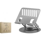 Marsilyan Karbon Çelik 360 Derece Dönebilen Ergonomik Laptop Standi - Gri HDX8018 - Renkli