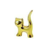 Marsilyan Kedi Tasarımlı Gold Seramik Biblo - Mini Boy - Parlak Altın Renk - Dekoratif Süs - Renkli - standart