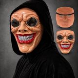 Marsilyan Kırmızı Ağız ve Beyaz Diş Detaylı File Gözlü Maske - Renkli - standart