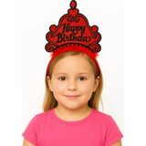 Marsilyan Kırmızı Happy Birthday Prenses Tacı – Doğum Günü Taç Aksesuarı - Renkli - standart
