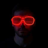 Marsilyan Kırmızı LED Işıklı Parti Gözlüğü - Neon Glow Şerit Gözlük 3 Modlu - Renkli - standart
