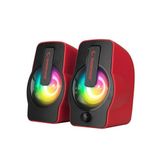 Marsilyan Kırmızı - Rgb Işıklı 1+1 Hoparlör Speakaer Set USB Kablo 2.0 Multimedya - 6W (4887)