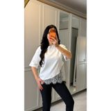 Marsilyan Kısa Kollu Bısıklet Yakalı Dantel Detaylı Vıskon ıkı ıplık Bluz