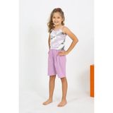 MARSİLYAN- Kız Çocuk İp Askılı Şortlu Penye Lila Pijama Takım