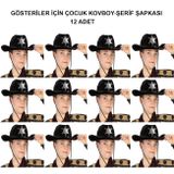 MARSİLYAN- Kovboy Şerif Şapkası Siyah 12 Adet - Kostüm, Parti Ve Gösteri Şapkası