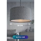 Marsilyan Koyu Gri Kumaş Başlıklı Sarkıt Avize 35 cm - 1 - Renkli