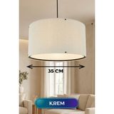 Marsilyan Krem Kumaş Başlıklı Sarkıt Avize 35 cm - 1 - 10 W - Amber