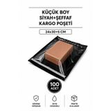 Marsilyan Küçük Boy Siyah Şeffaf Kargo Poşeti 24X30+5 cm 100 Adet