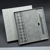 Marsilyan Kutulu Gri Defter ve Metal Kalem Seti