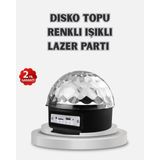 Marsilyan LED Disko Küresi Bluetooth Hoparlörlü Ritimle Senkronize Döner Işıklı - 1 m - Renkli