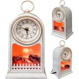 Marsilyan LED Işıklı Eskitme Şömine Saat - Renkli - standart