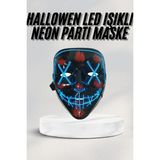 Marsilyan LED Işıklı Neon Maske Cadılar Bayramı Maskesi Korkunç Korku Maskesi - Renkli - standart