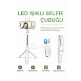 Marsilyan Led Işıklı Selfie Çubuğu Bluetooth Kumandalı Kablosuz Tripot Selfie Monopod Selfie Stick (Beyaz) RSM