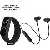 Marsilyan- M6 Akıllı Bileklik ve Bluetooth Spor Kulaklık 2’li Set - 1 - Renkli