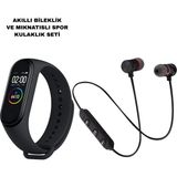Marsilyan M6 Akıllı Bileklik ve Bluetooth Spor Kulaklık 2’li Set - 35 - 48 mm - 1 - Renkli