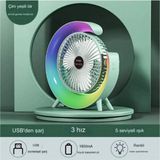 Marsilyan Masaüstü Vantilatör USB Şarjlı Rgb LED Işıklı 3 Kademeli 180° Ayarlanabilir Soğutucu Fan Yeşil
