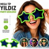 Marsilyan™- Mega Tip Yıldız Parti Gözlüğü Yeşil Renk - Renkli - standart