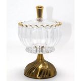 Marsilyan™- Metal Ayaklı Kristal Cam Şekerlik Gold Detaylı Sunumluk ALK4871 - Renkli - standart