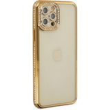 Marsilyan Mey Ithalat® iPhone 12 Pro Kılıf Joke Taşlı Silikon - Gold - Renkli