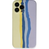 Marsilyan Mey Ithalat® iPhone 13 Pro Kılıf Ebruli Lansman Silikon - Sarı-Lila - Renkli